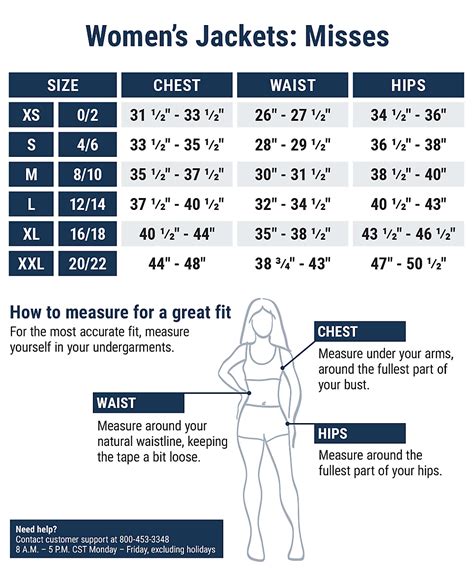 Ladies Jacket Size Chart