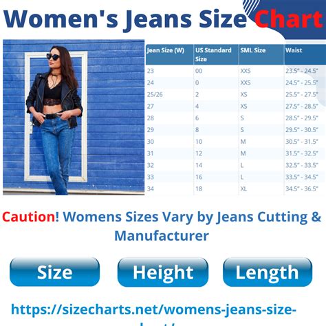 Ladies Jeans Size Chart