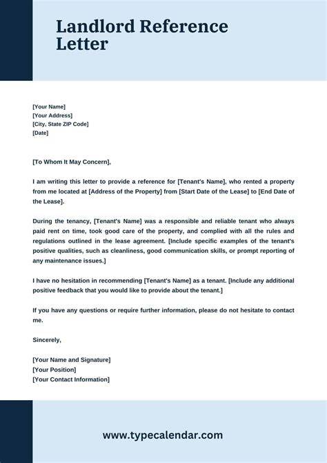 Landlord Tenant Reference Letter Template