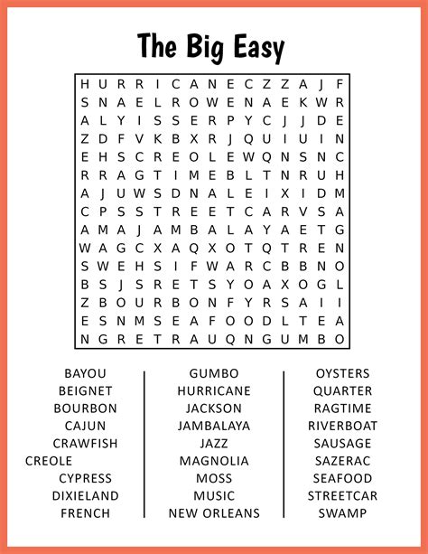 Large Print Easy Word Search Printable