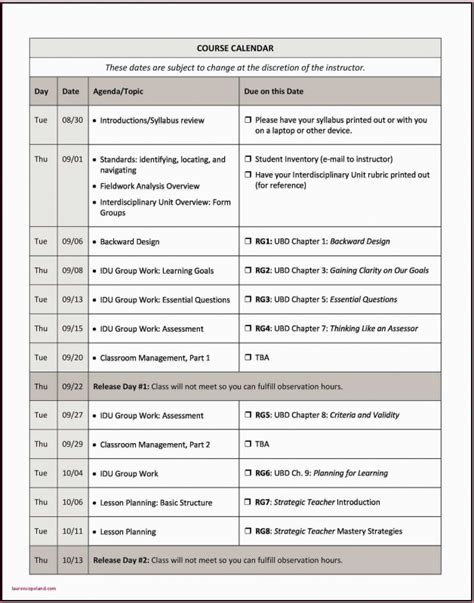 Latex Syllabus Template