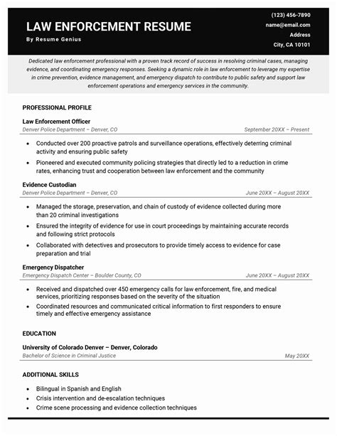Law Enforcement Resume Template