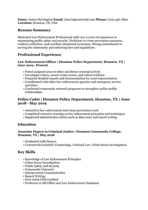 Law Enforcement Resume Templates