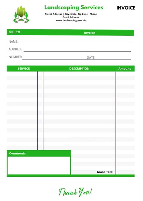 Lawn Care Invoice Template Free