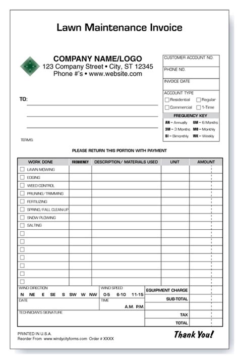 Lawn Service Invoice Template Free