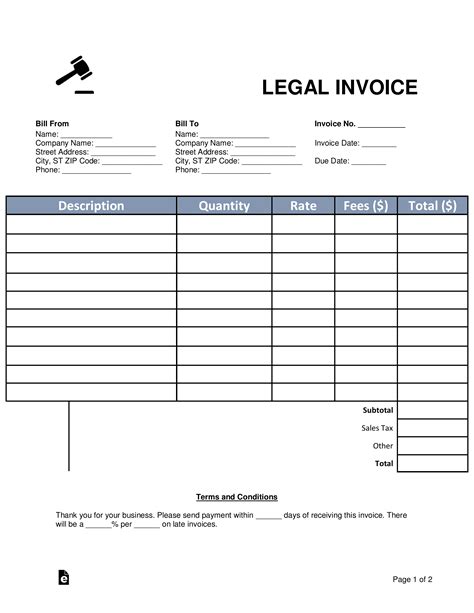 Lawyer Invoice Template Word