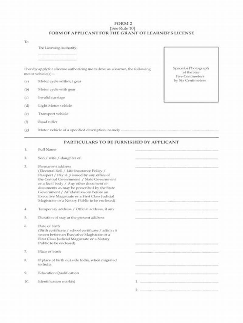 Learning License Application Form