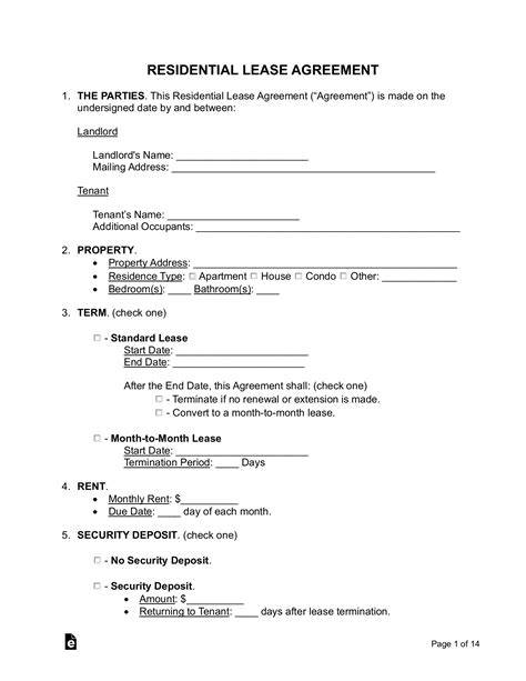 Lease Agreements Templates