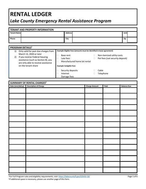 Lease Ledger Template