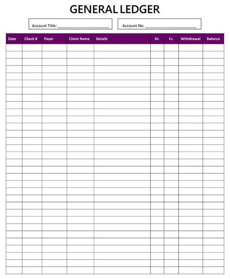 Ledger Paper Printable Free
