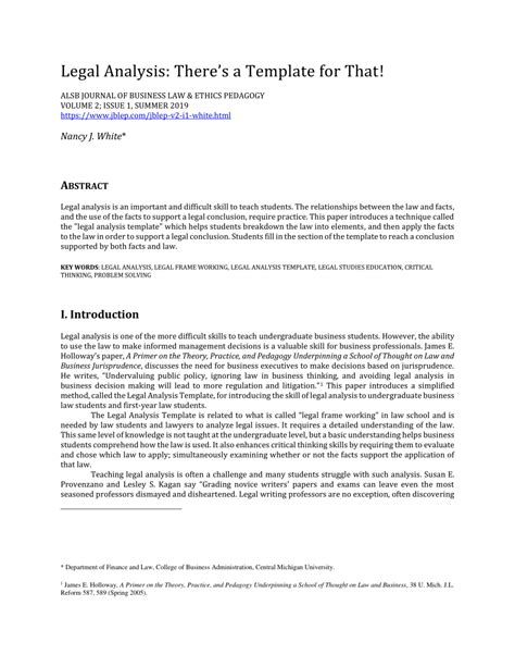 Legal Analysis Template