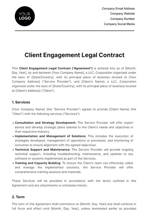 Legal Contract Agreement Template