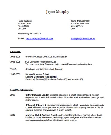 Legal Curriculum Vitae Template