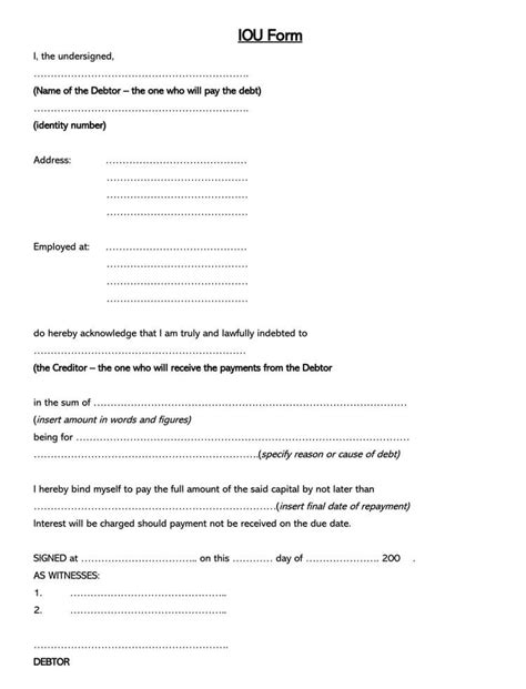 Legal Iou Template