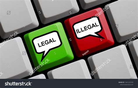 Legal and Illegal signs on keyboard keys with red and green backgrounds