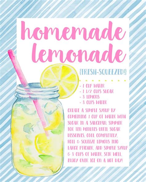 Lemonade Recipe Printable
