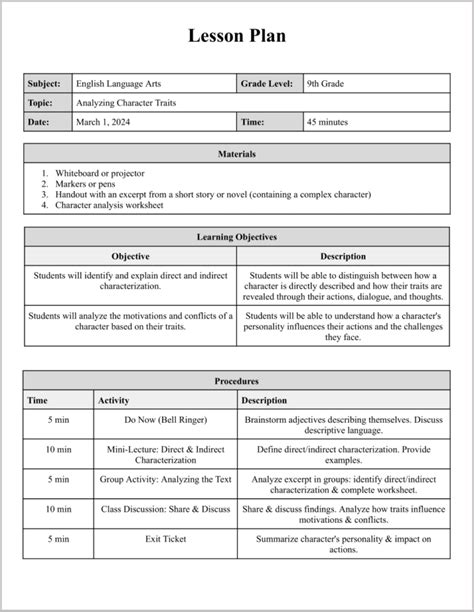 Leson Plan Template