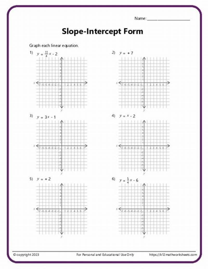 Lesson 5 Homework Practice Slope Intercept Form