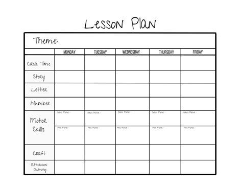Lesson Plan Template For Preschool