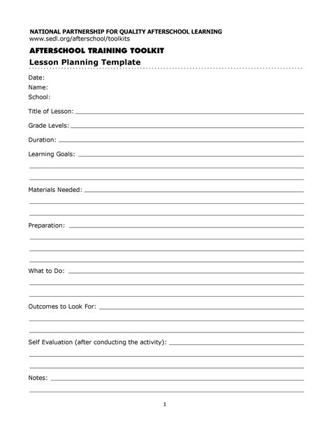 Lesson Plans Template Free