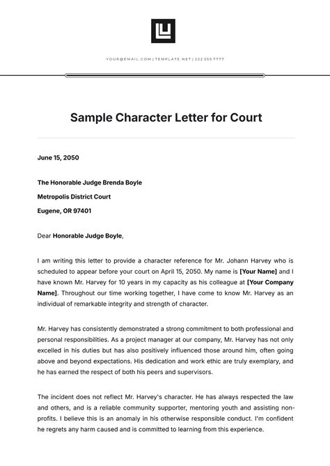 Letter For Court Template