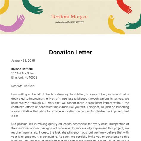 Letter For Donation Template