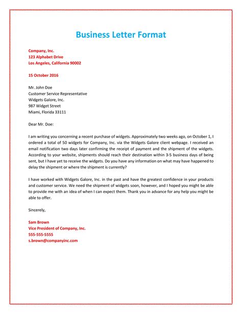 Letter Format Template Business