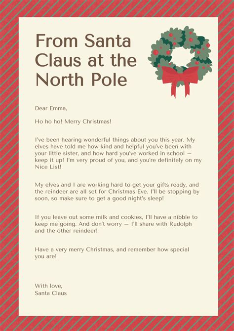 Letter From Santa Template Free