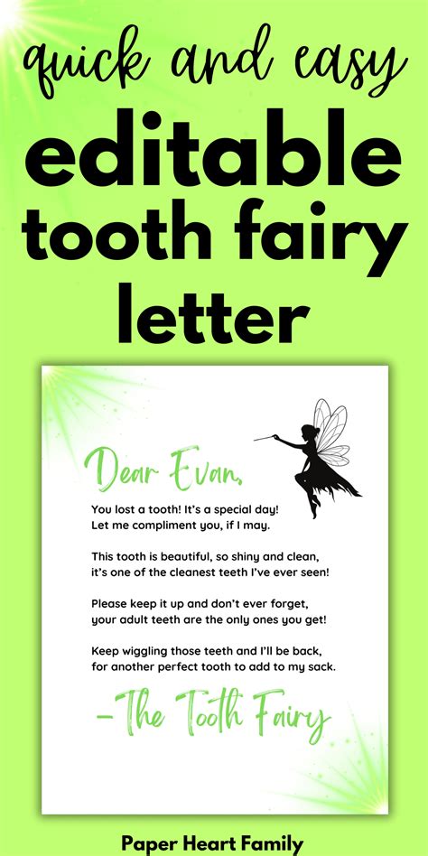 Letter From Tooth Fairy Template