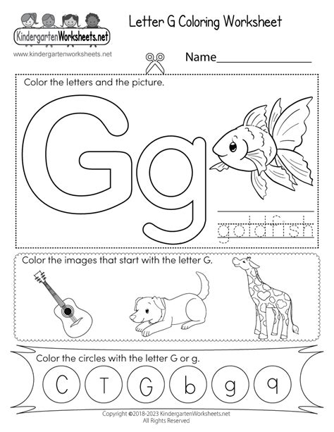 Letter G Worksheet Free Printable