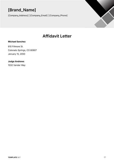 Letter Of Affidavit Template
