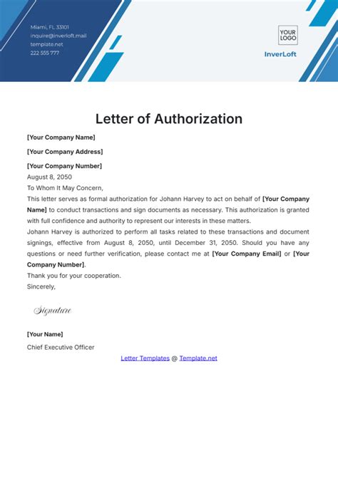 Letter Of Authorization Template