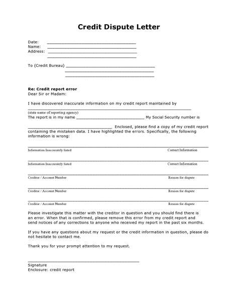 Letter Of Dispute Template