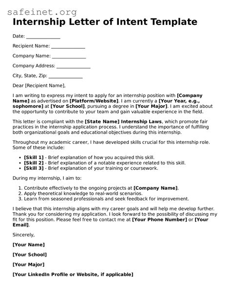 Letter Of Intent For Internship Template
