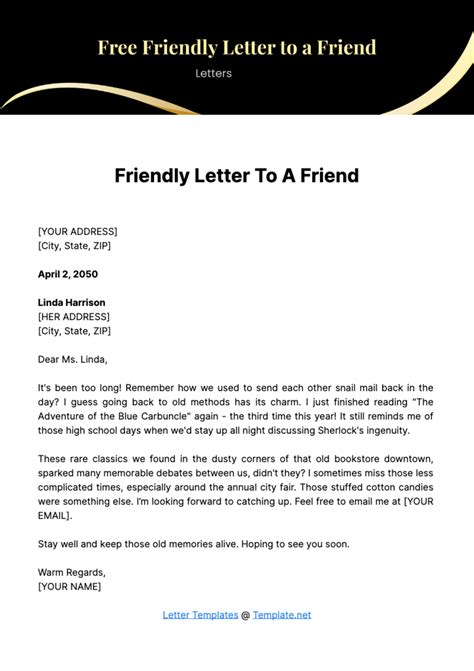 Letter To Friend Template