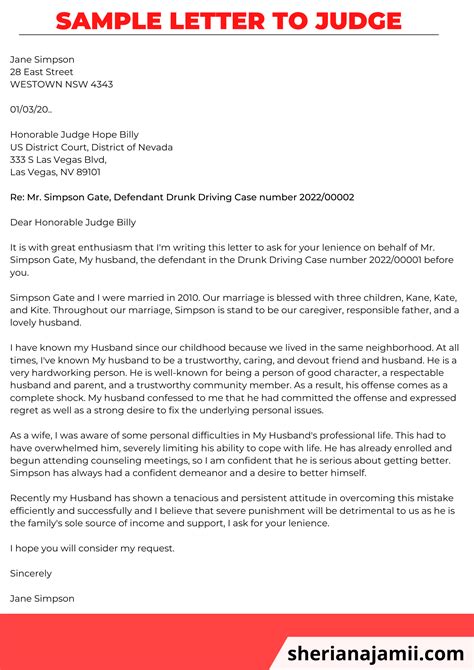 Letter To Judge Template