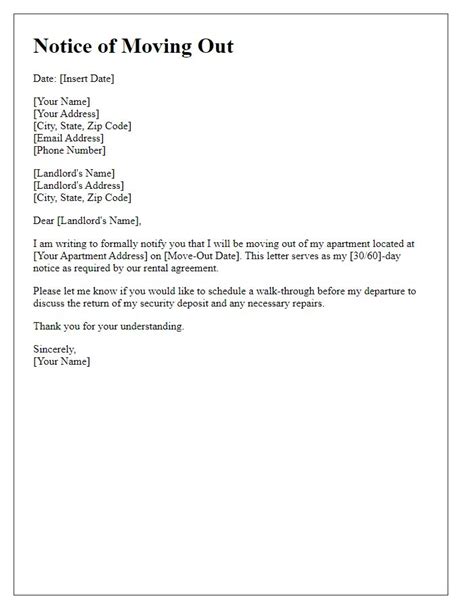 Letter To Landlord Moving Out Template