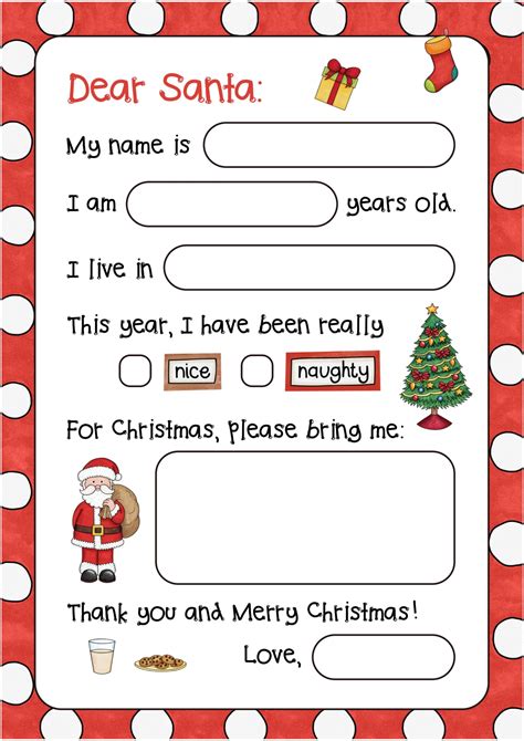 Letter To Santa Preschool Template