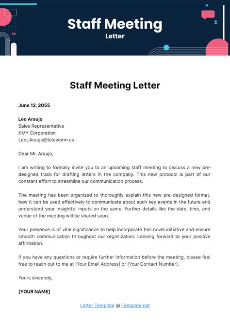 Letter To Staff Template
