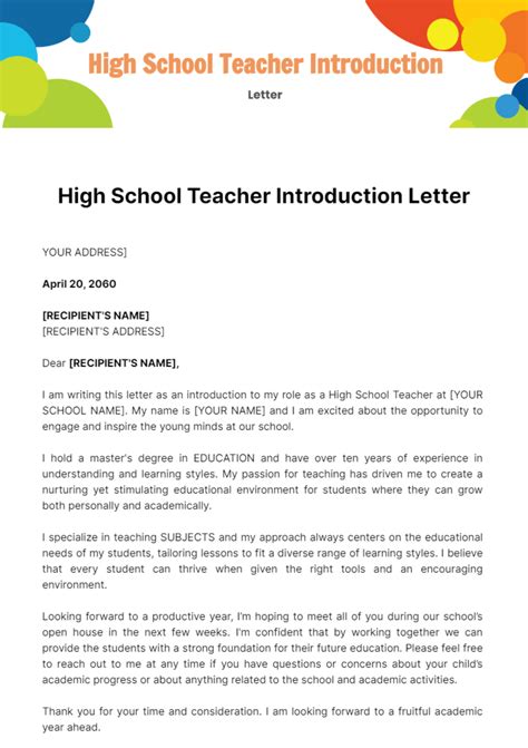 Letter To Teacher Template