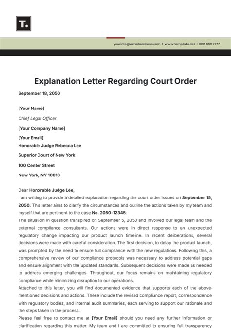 Letter To The Courts Template