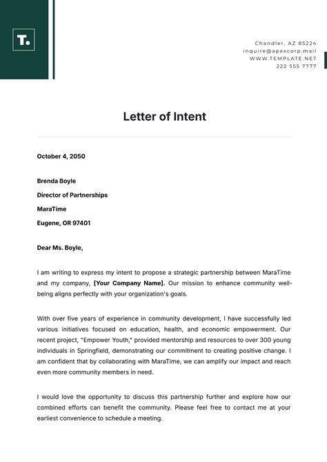 Letters Of Intent Template