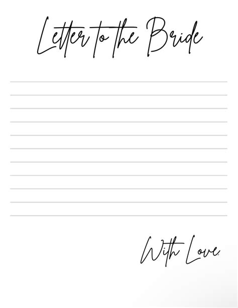 Letters To The Bride Template
