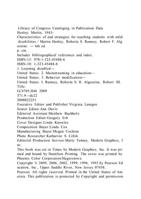 Library Of Congress Cataloging Data