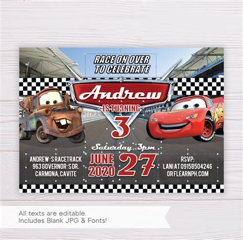 Lightning Mcqueen Invitation Template