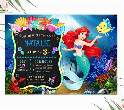Little Mermaid Template For Invitation