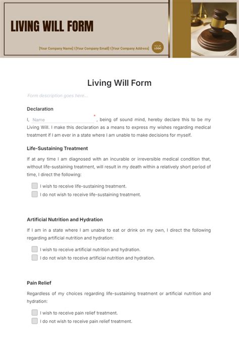 Living Will Template Free