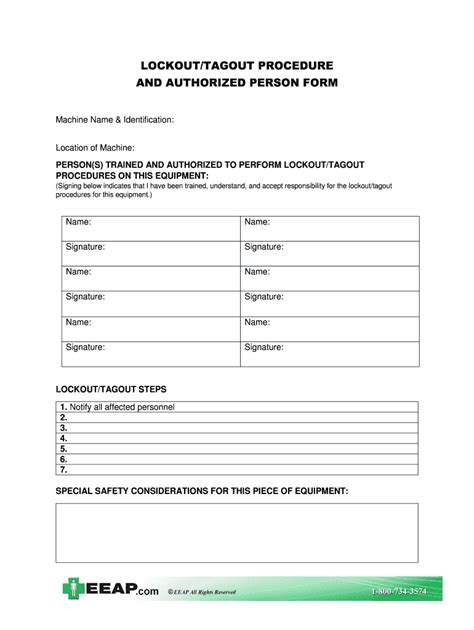 Lockout/tagout Procedure Template Word