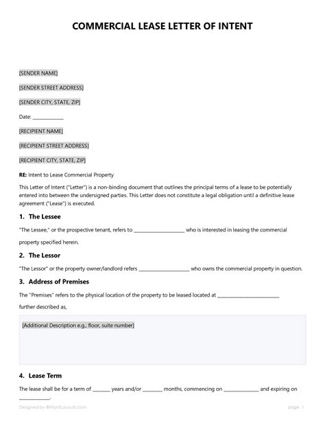 Loi Lease Template