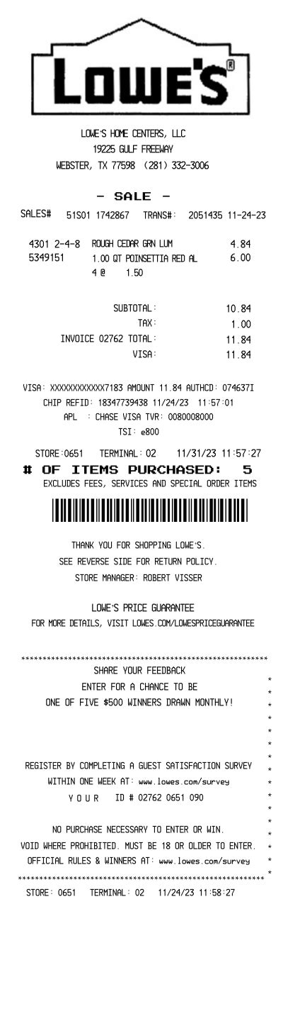 Lowes Receipt Template
